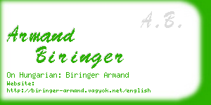 armand biringer business card